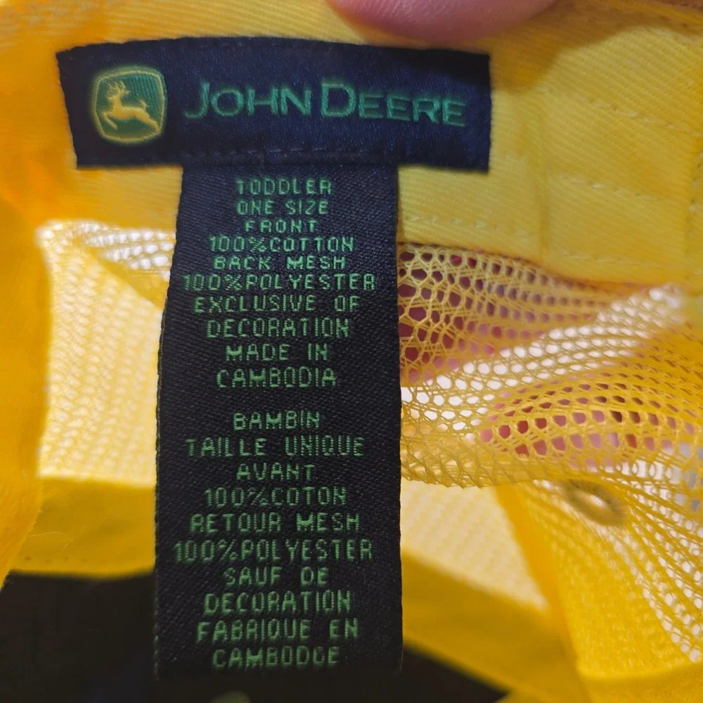 John Deere Toddler Trucker Hat Green Yellow Mesh Snapback Logo Cap One Size